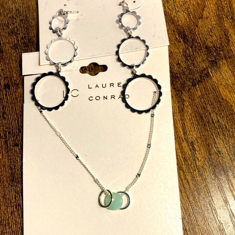 Lauren Conrad, silver tone, earrings, and necklace